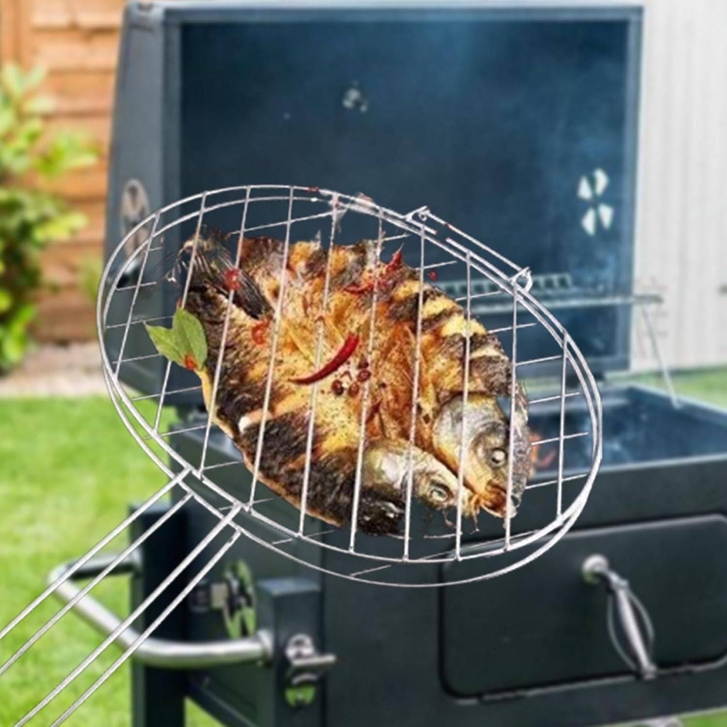 Accessoires de barbecue，Grille de barbecue, panier de barbecue extérieur, pince à poisson grillé, adapté au camping, au barbecue, au pique-nique- - Image 5