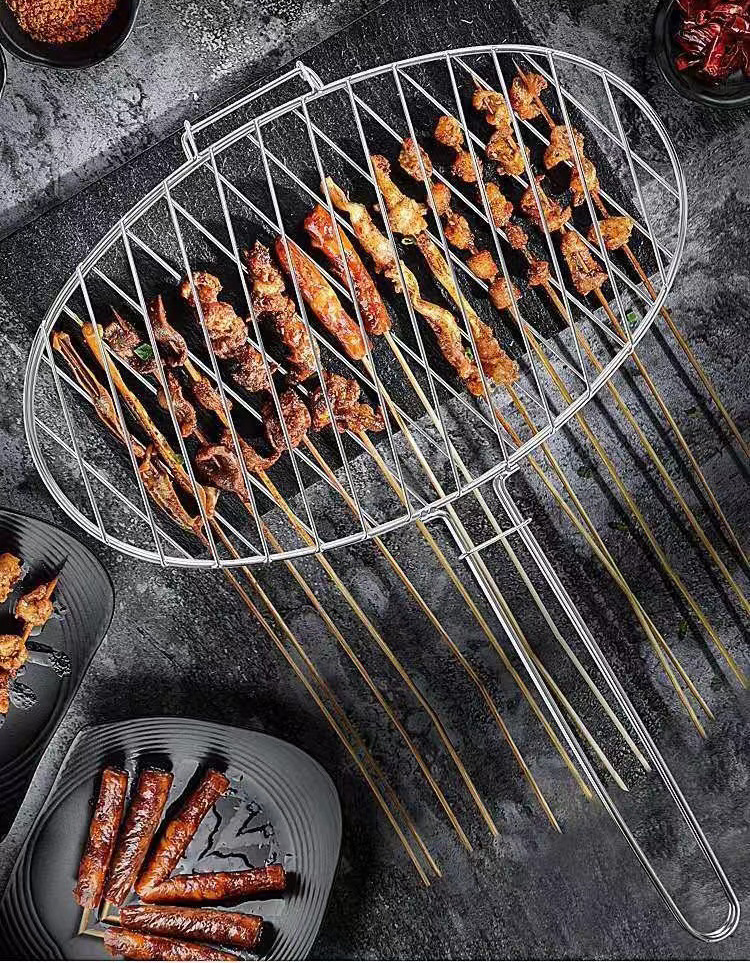 Accessoires de barbecue，Grille de barbecue, panier de barbecue extérieur, pince à poisson grillé, adapté au camping, au barbecue, au pique-nique- - Image 8