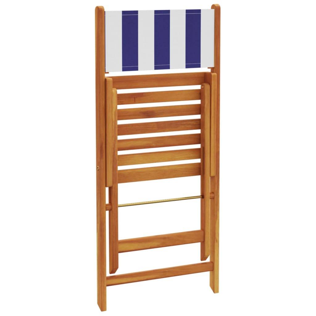 Maison Chic - Ensemble 3 pcs de bistro - Salon De Jardin - Mobilier extérieur bleu et blanc tissu et bois massif MI608 - Image 7
