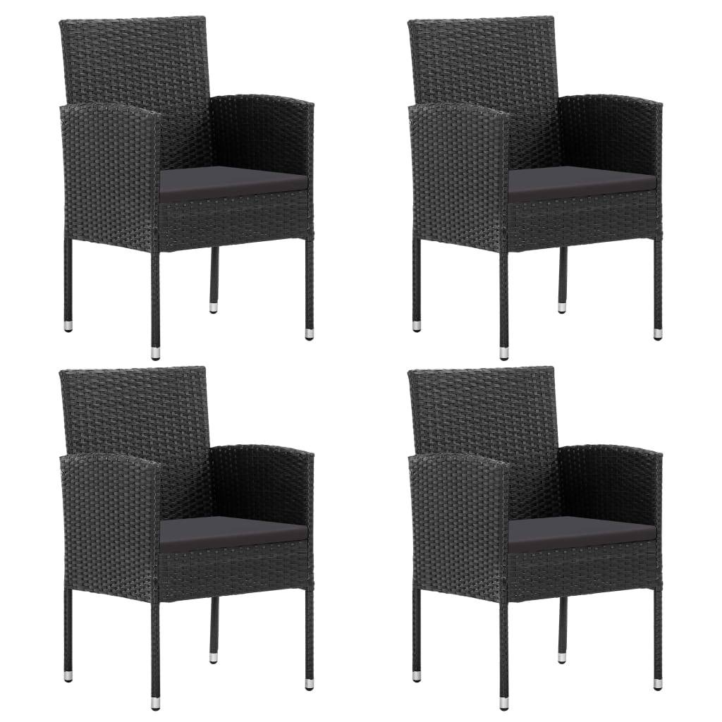PANGIVO - Chaises de jardin coussins noir lot de 4 52 x 56 x 88 cm résine tressée - PANGIVO - Image 1