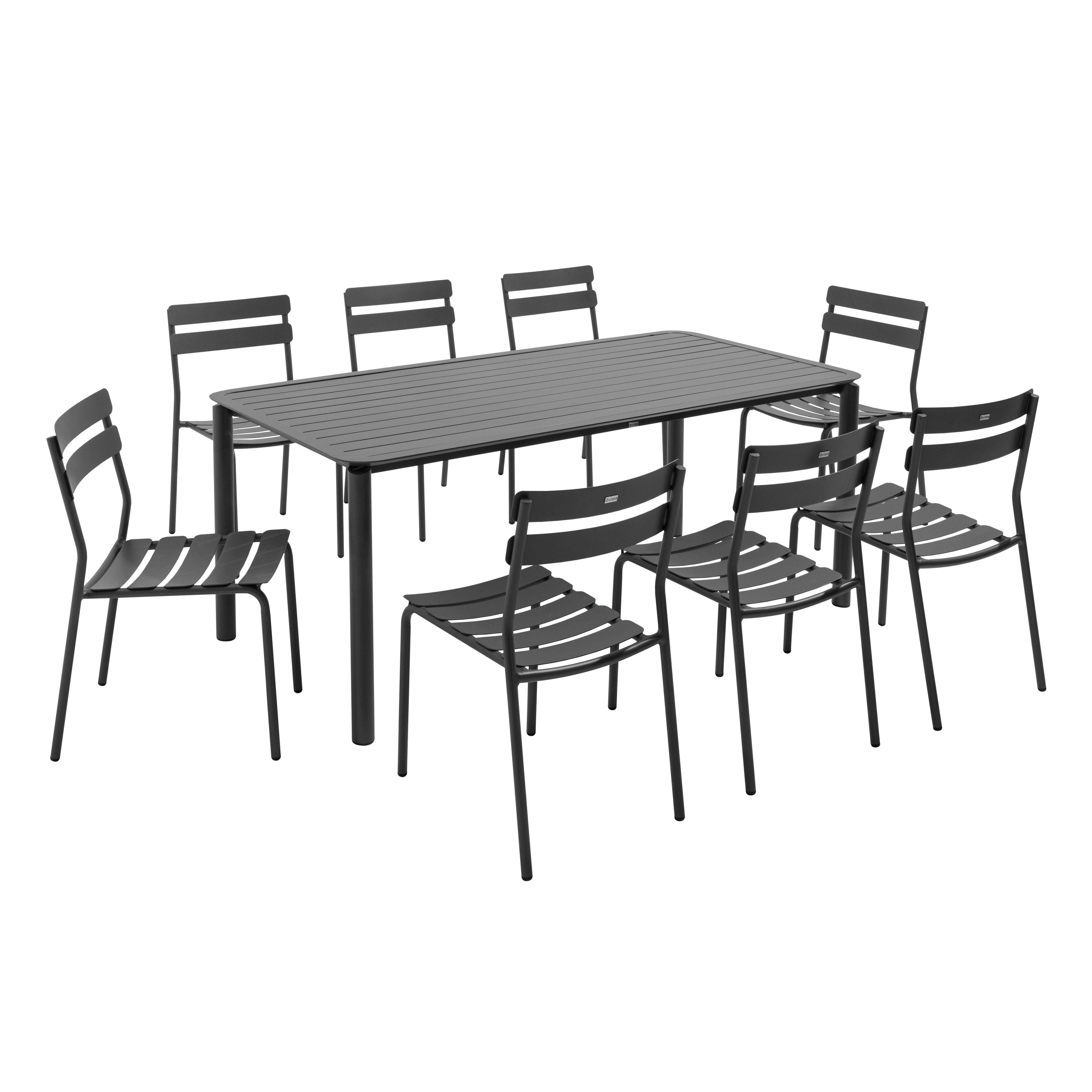 Oviala - Ensemble table de jardin et 8 chaises noir Almada - Oviala - Image 1
