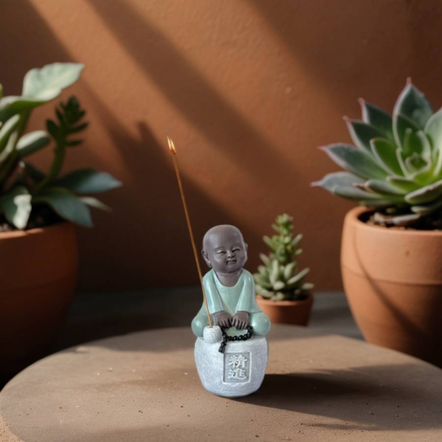 Zen Light - Statue Bouddha Porte-Encens Progression - Bonze Sérénité-Ambiance Zen-Fabrication Artisanale -H14cm–Zen'Light - Image 5