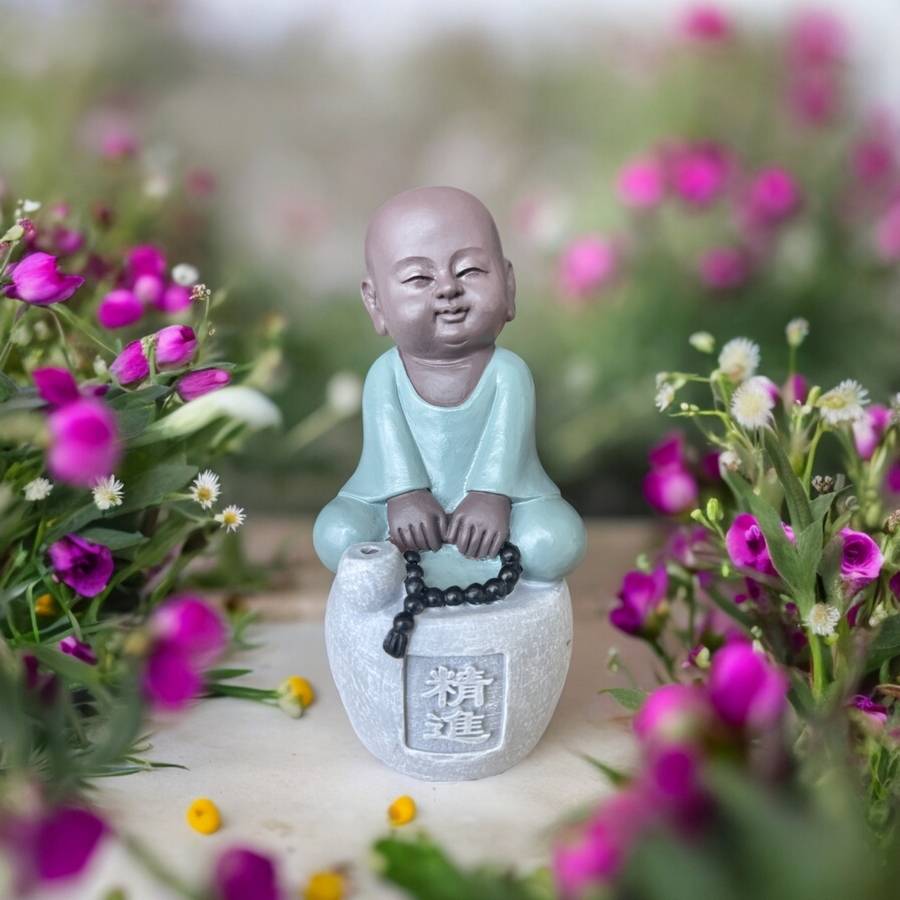 Zen Light - Statue Bouddha Porte-Encens Progression - Bonze Sérénité-Ambiance Zen-Fabrication Artisanale -H14cm–Zen'Light - Image 1
