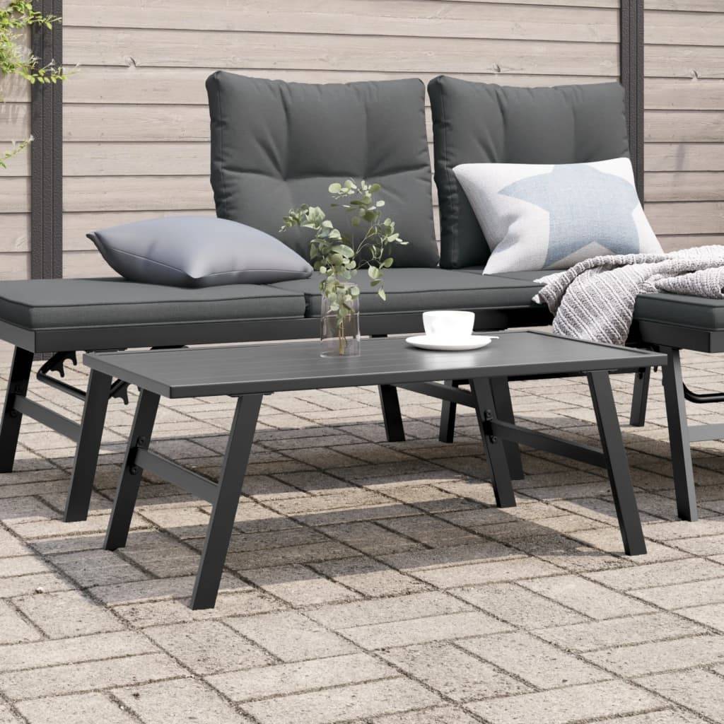 Maison Chic - Table d'extérieur - Table basse de jardin - Table de jardin noir 90x45x35 cm acier enduit de poudre - Image 2