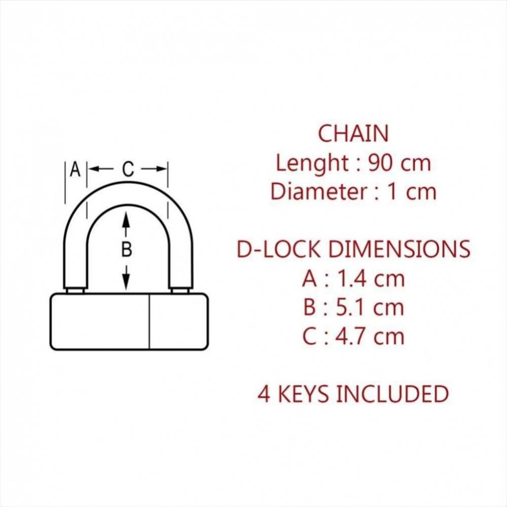 Master Lock - Chaîne en acier cémenté MASTERLOCK 90 cm x 10 mm de diamètre avec mini U à clé - noir - 8234EURDPRO - Image 6