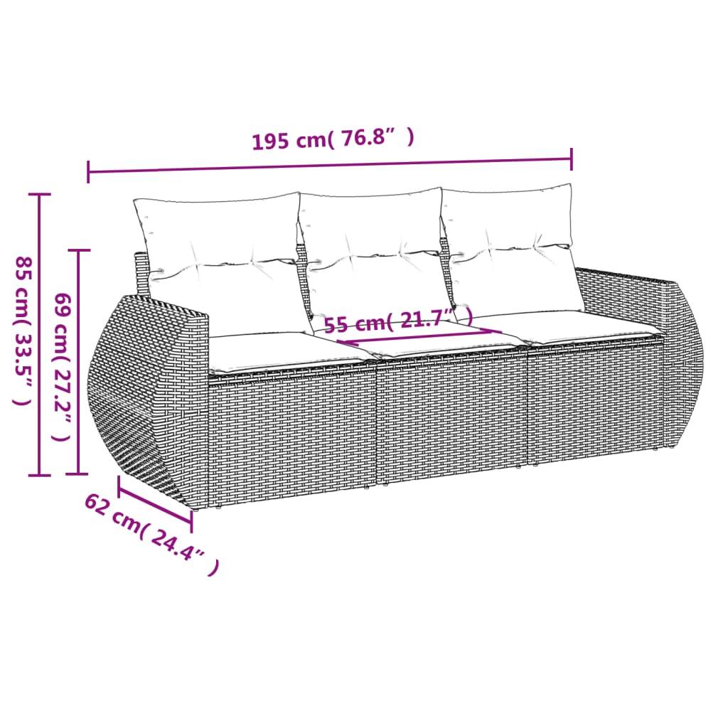 Salon de jardin 3 pcs | Mobilier d'extérieur avec coussins noir résine tressée Maison Chic - Image 3