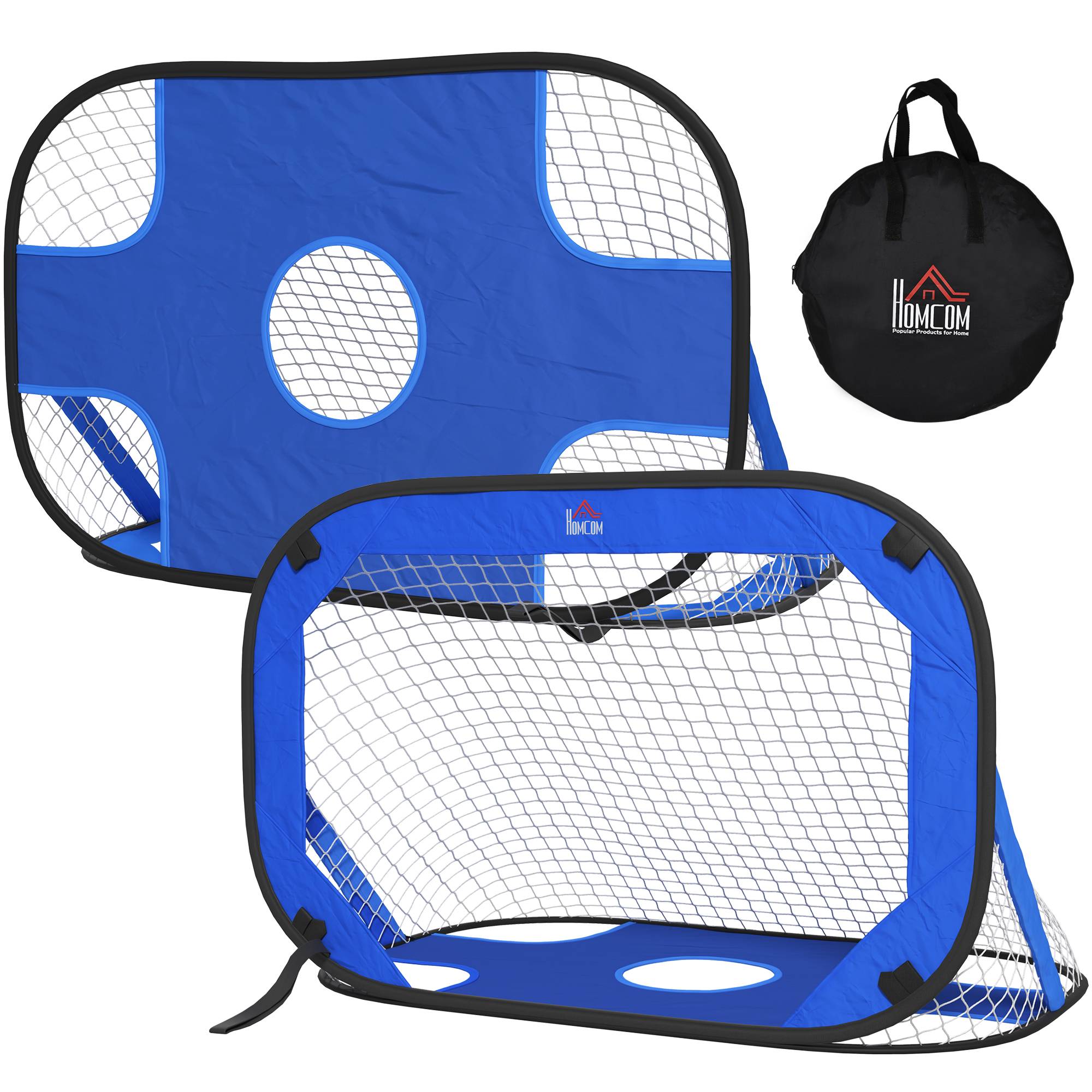 Buts de football, but pliable, filet de football portable, lot de 2 mini buts, mobile avec sac de transport, pliable, bleu, 123 x 80 x 80 cm - Image 2
