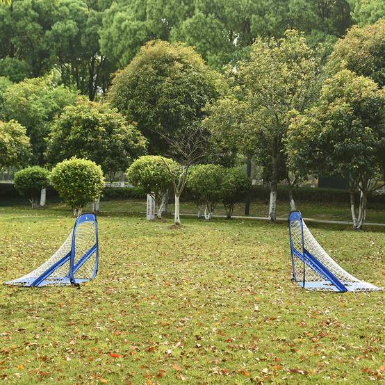 Buts de football, but pliable, filet de football portable, lot de 2 mini buts, mobile avec sac de transport, pliable, bleu, 123 x 80 x 80 cm - Image 3