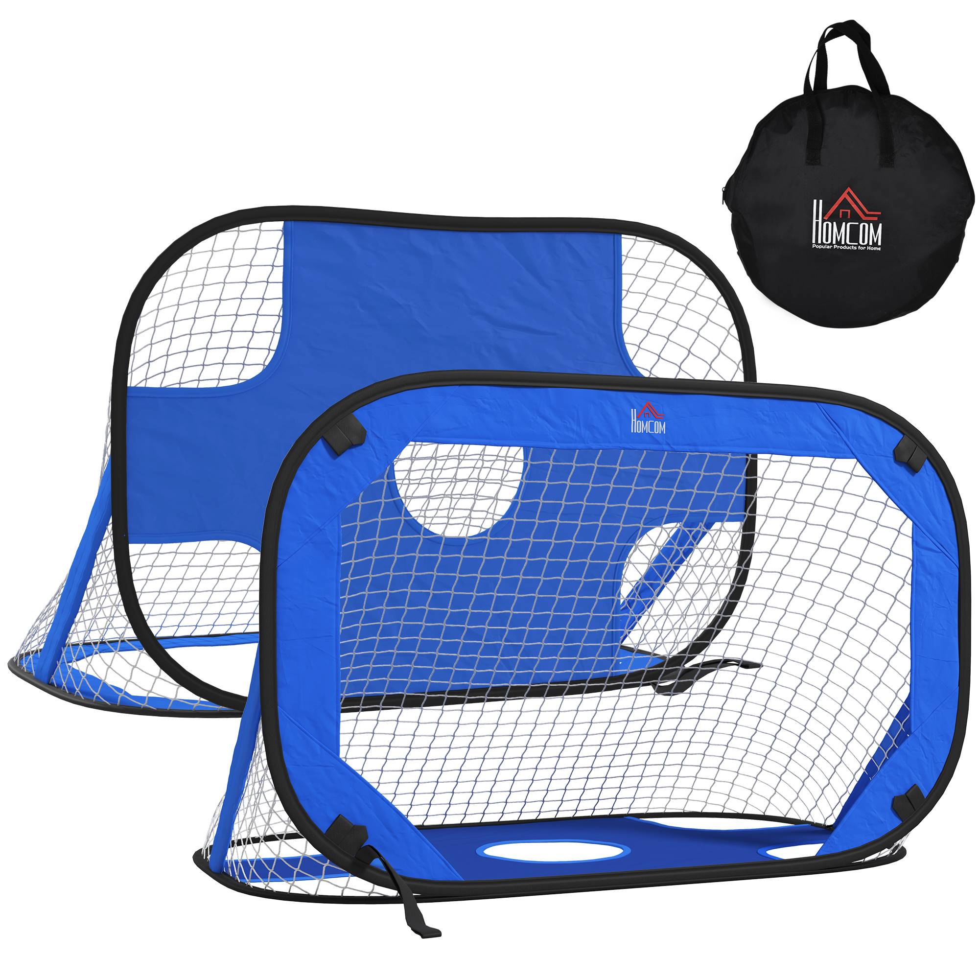 Buts de football, but pliable, filet de football portable, lot de 2 mini buts, mobile avec sac de transport, pliable, bleu, 123 x 80 x 80 cm