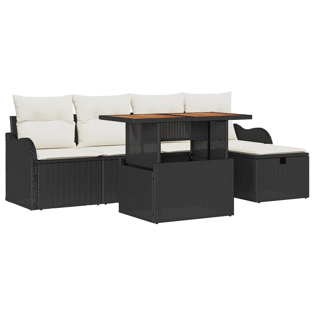ComfortXL - Salon de Jardin Bas 5 Places Polyrotin et Bois Modulable avec Rangement pour Terrasse Noir – ComfortXL Outdoor Living - Image 2