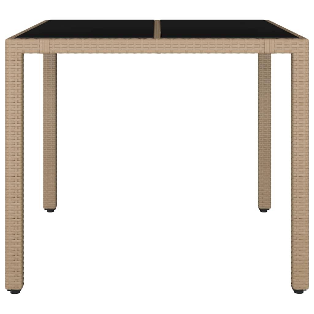 PANGIVO - Table de jardin verre trempé et résine tressée beige 90 x 90 x 75 cm - PANGIVO - Image 3
