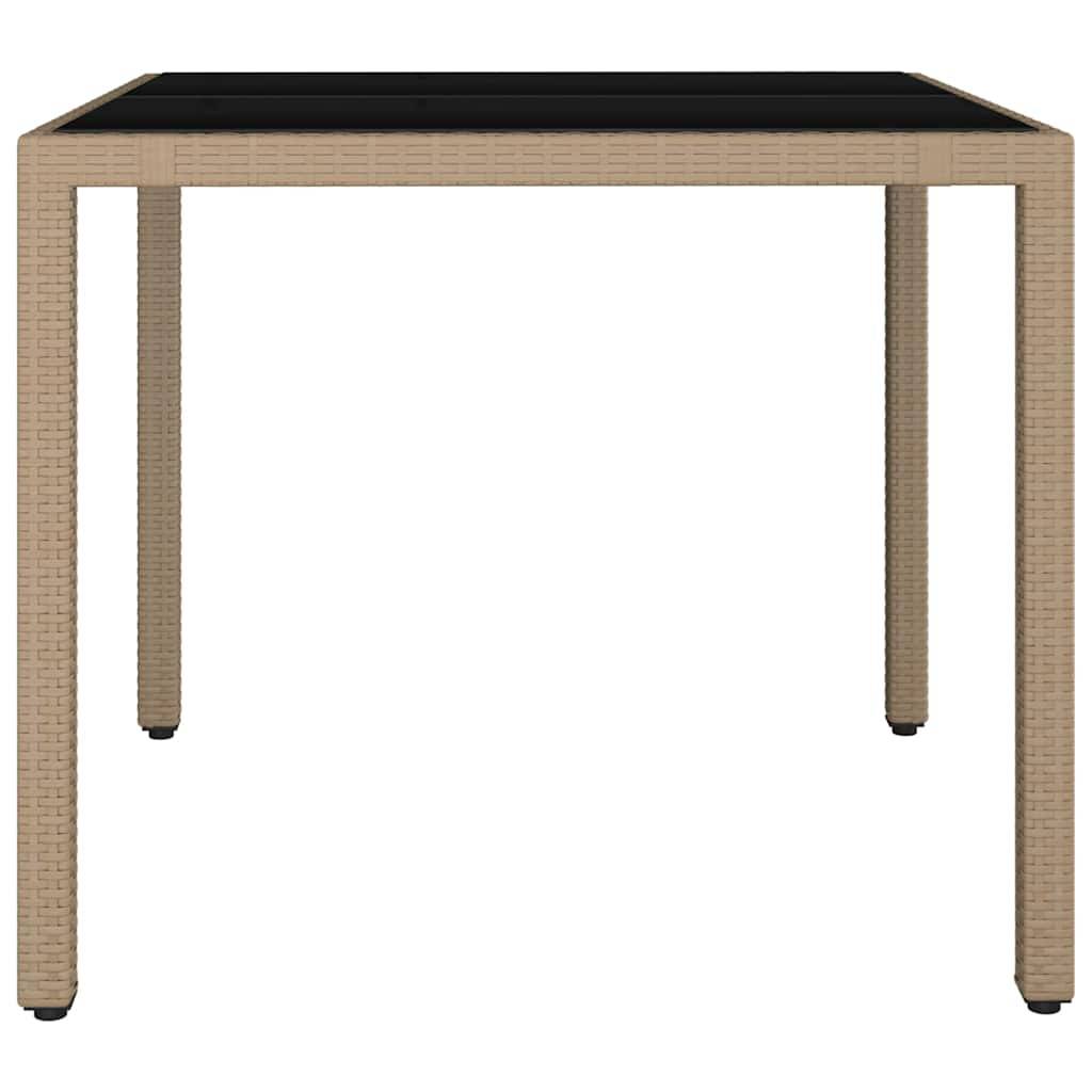 PANGIVO - Table de jardin verre trempé et résine tressée beige 90 x 90 x 75 cm - PANGIVO - Image 4