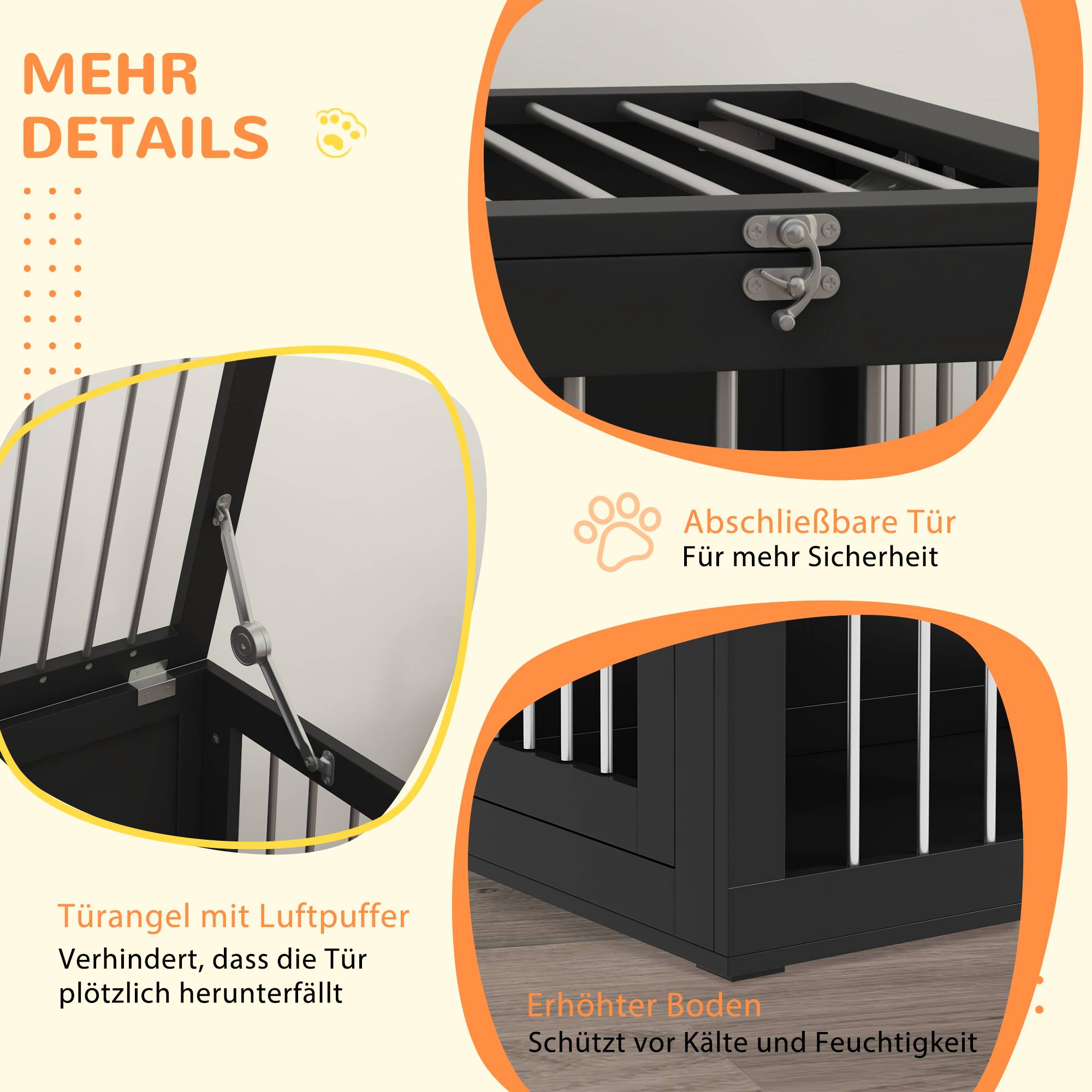 Cage de transport pour chien 2 portes verrouillables, grille acier,80x50x56,5cm noir - Image 8