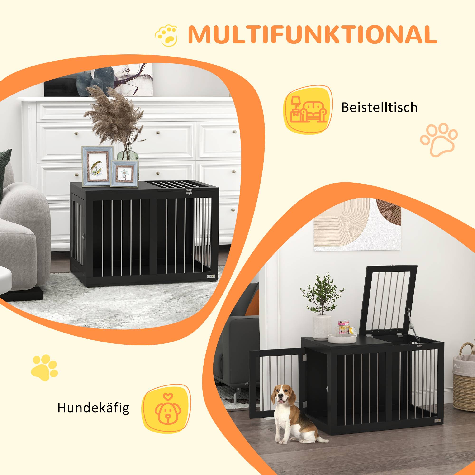 Cage de transport pour chien 2 portes verrouillables, grille acier,80x50x56,5cm noir - Image 6