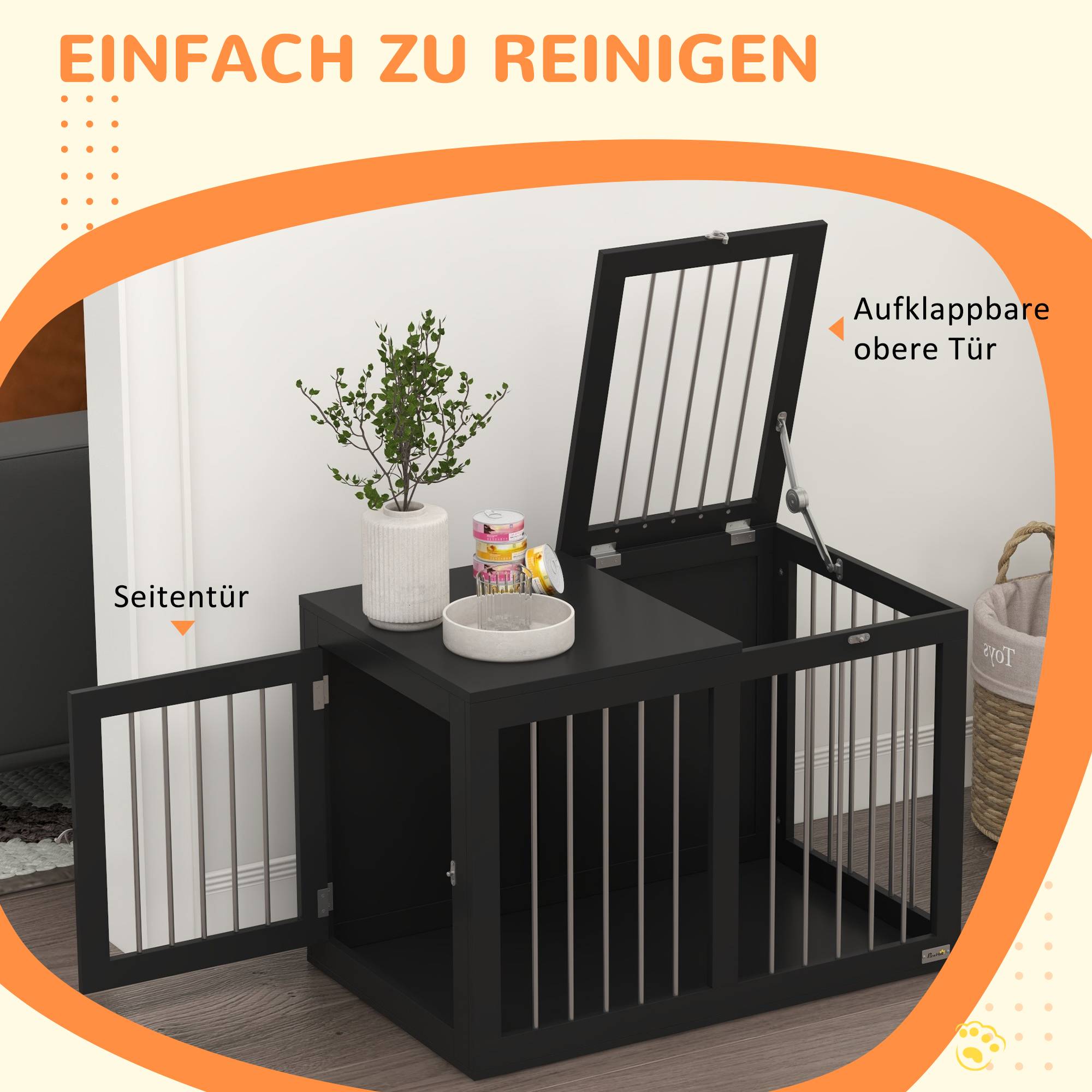 Cage de transport pour chien 2 portes verrouillables, grille acier,80x50x56,5cm noir - Image 7