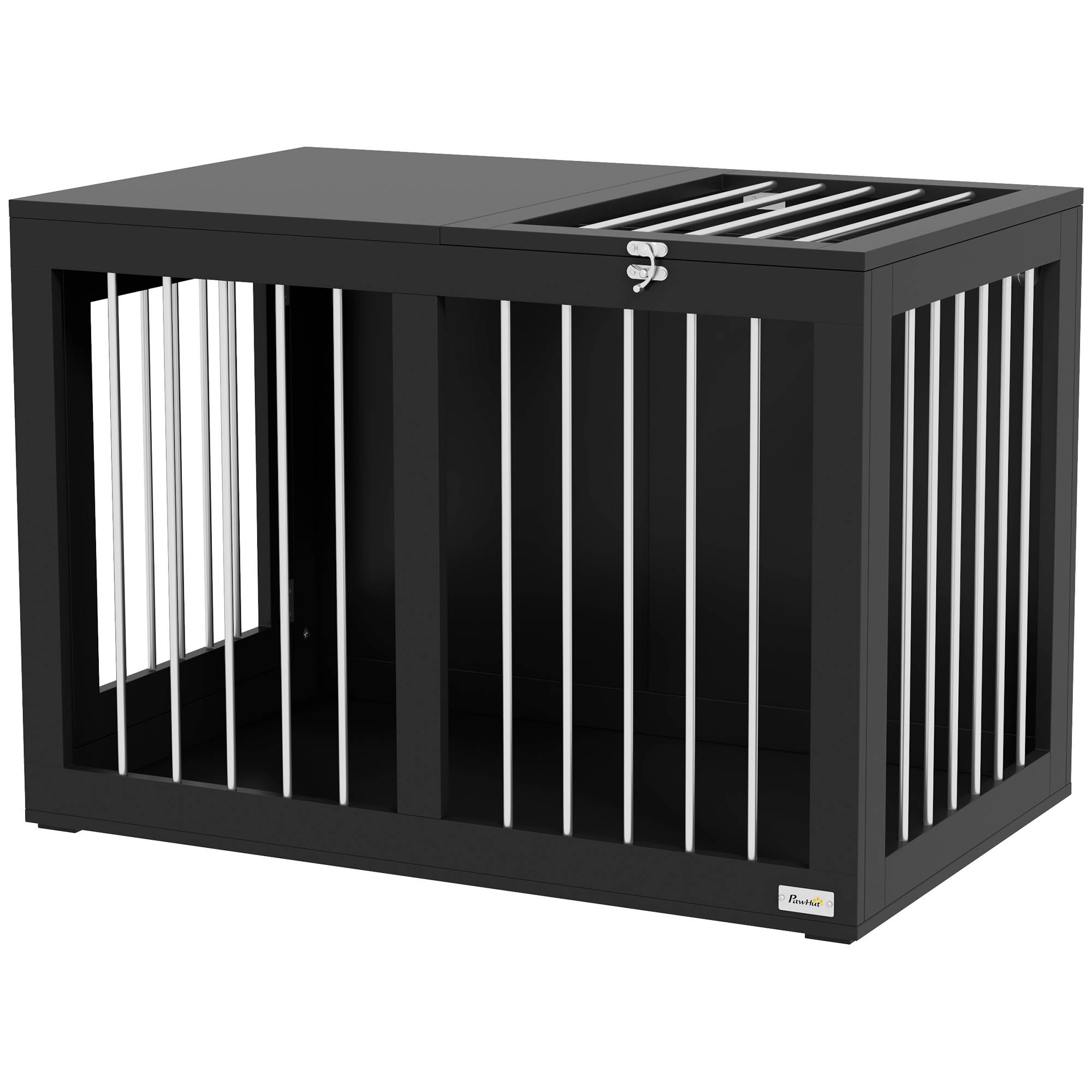 Cage de transport pour chien 2 portes verrouillables, grille acier,80x50x56,5cm noir - Image 2