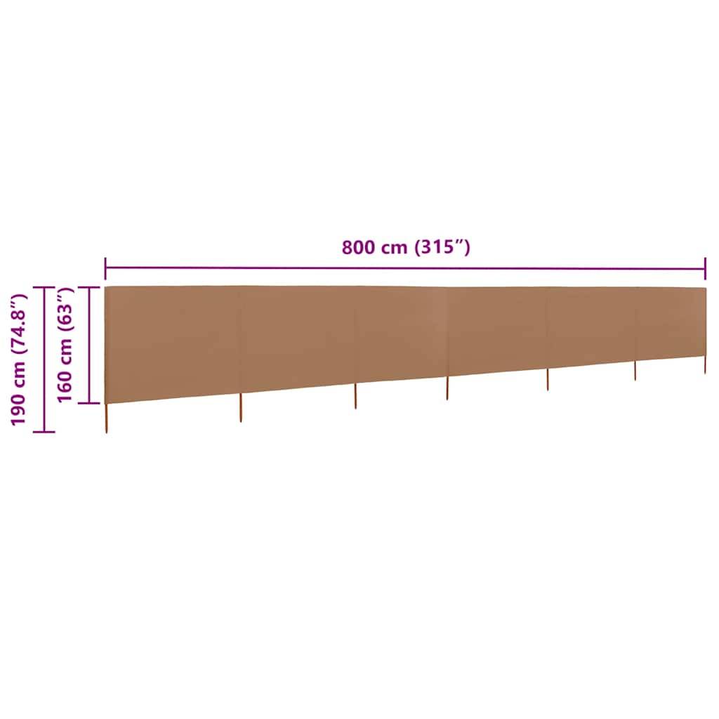 Paravent 6 panneaux tissu non-tissé bois taupe 800 x 160 cm - PANGIVO - Image 6