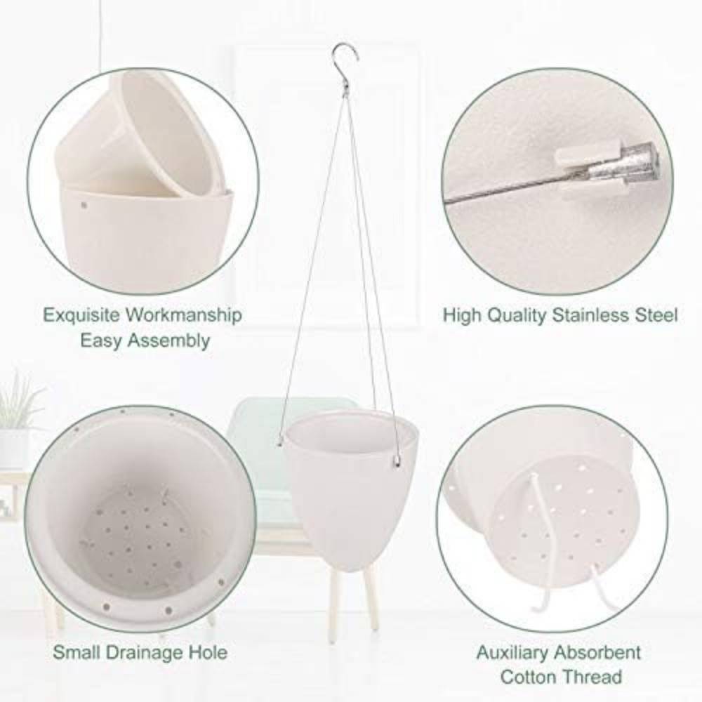 Lot de 2 pots suspendus auto-arrosants - Ø19 cm - Décoration murale intérieur/extérieur - Living123 - Image 2