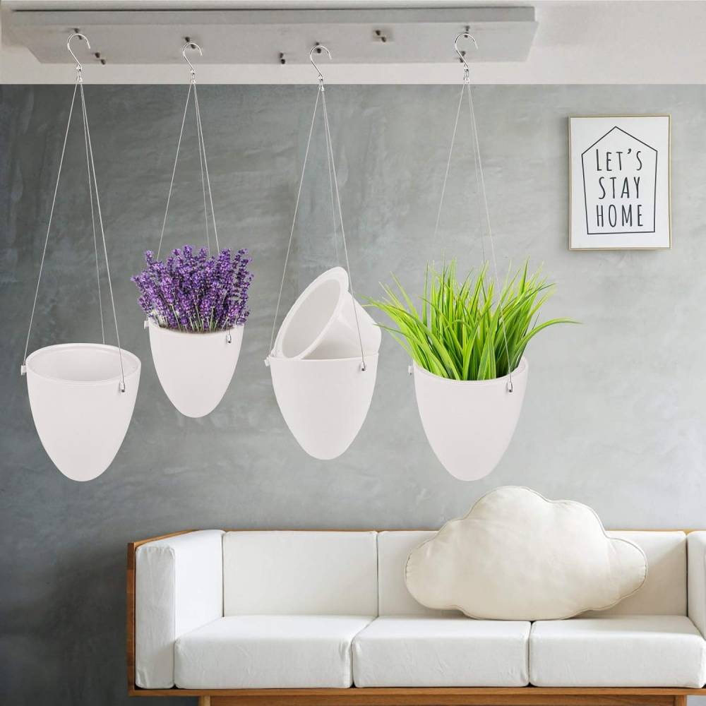 Lot de 2 pots suspendus auto-arrosants - Ø19 cm - Décoration murale intérieur/extérieur - Living123 - Image 3