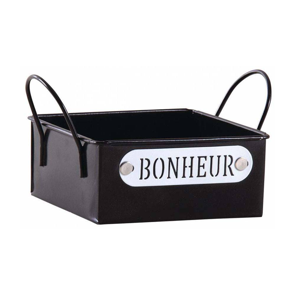 Aubry Gaspard - Mini corbeille en métal laqué noir Bonheur (Lot de 3) - Image 2