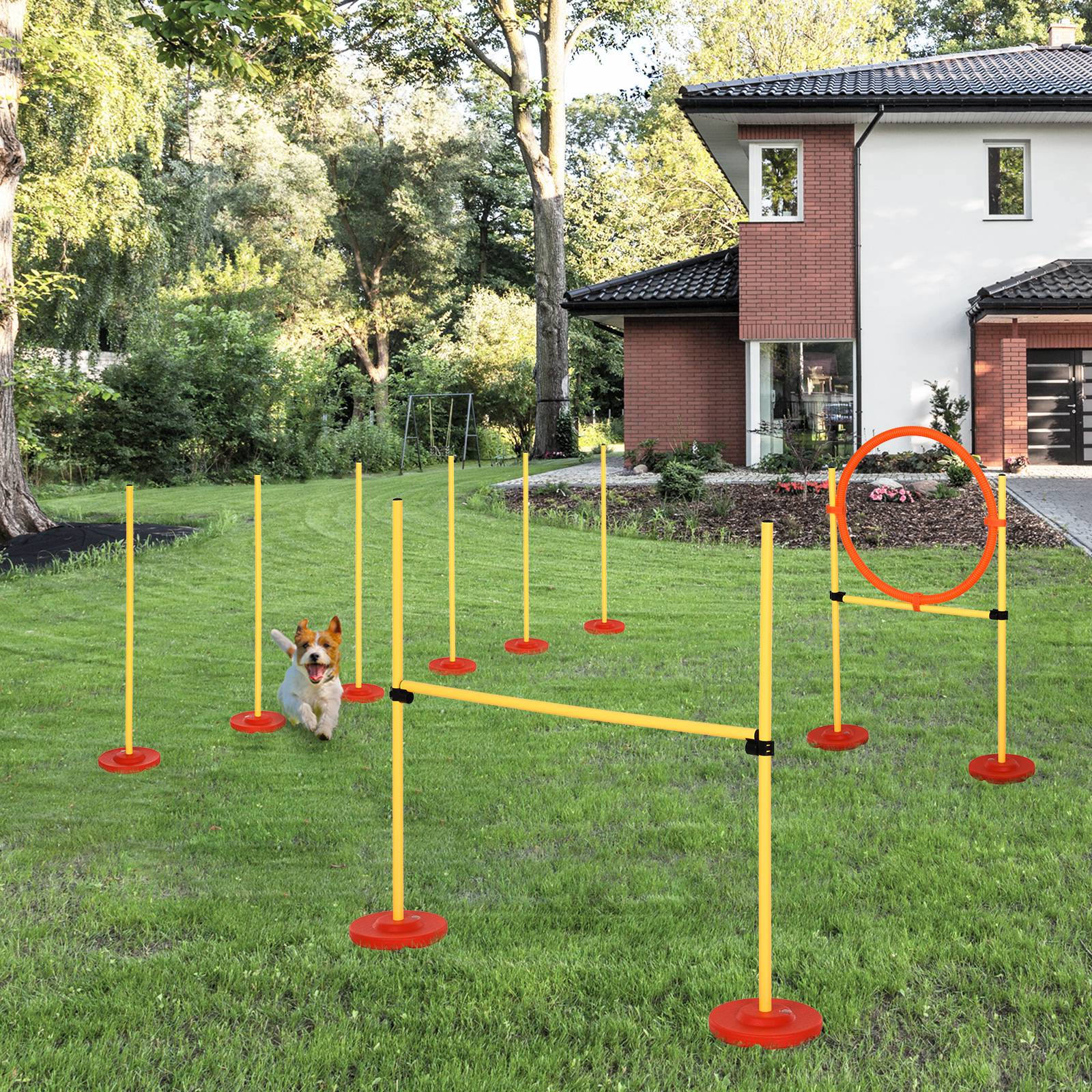 ComfortXL - Kit agilité chien 3 en 1 structure tubulaire avec haies slalom et anneau réglables - ComfortXL Outdoor Living - Image 3