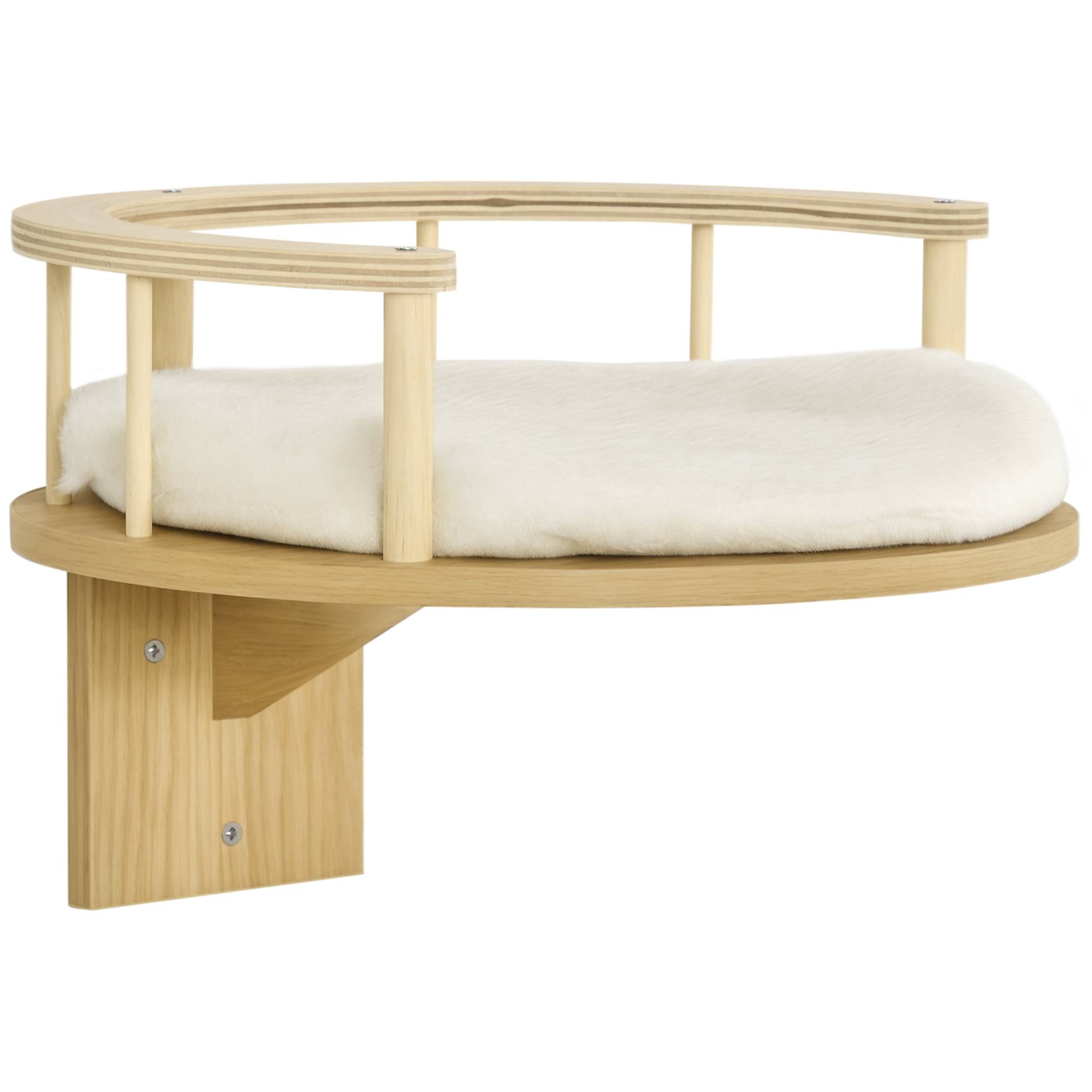 Sans Marque - Lit mural, bord protecteur, coussin, 34x34x10,5 cm, Chêne+blanc crème - Image 1