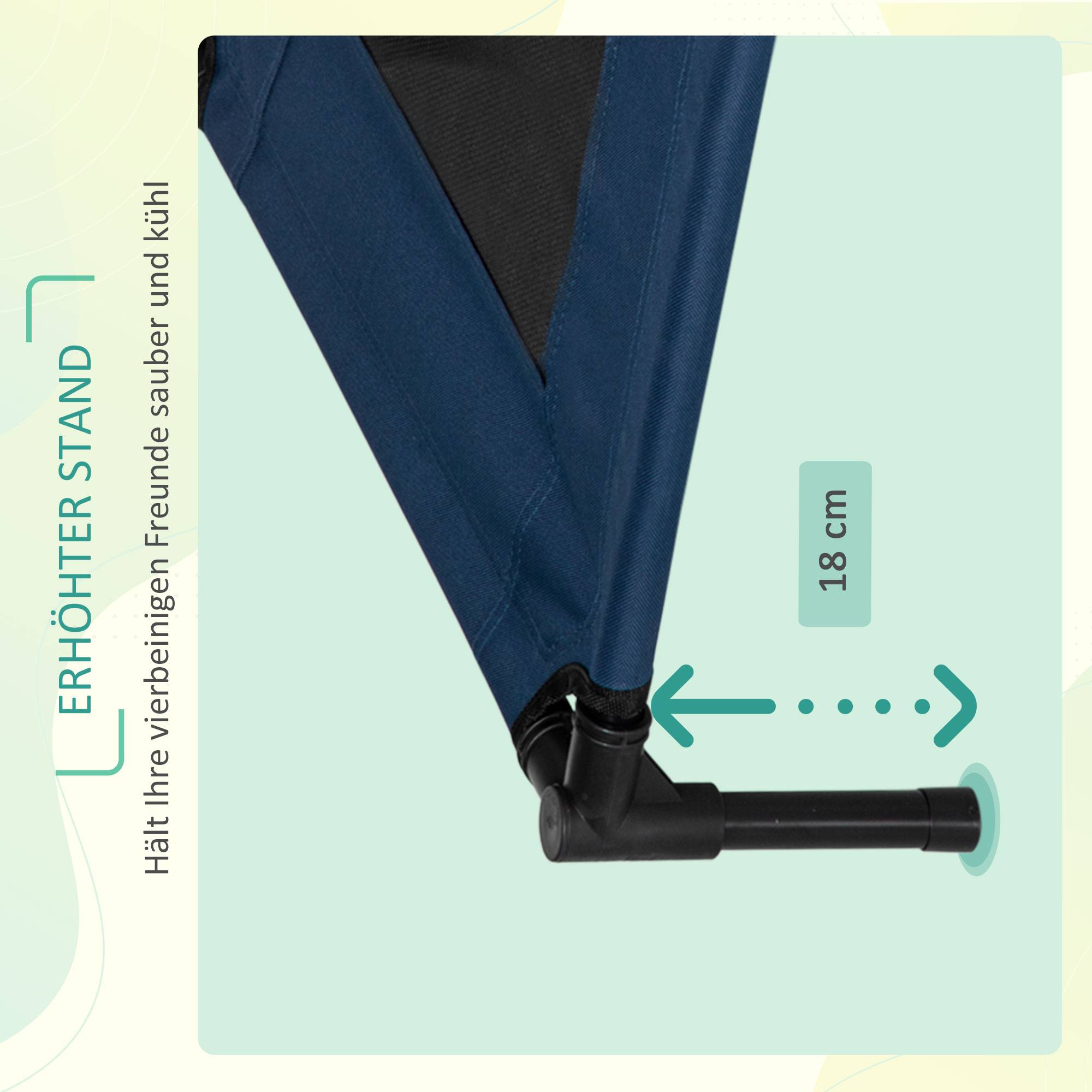 ComfortXL - Lit surélevé pour chien acier tissu Oxford 600D bleu 76 x 61 x 18 cm intérieur extérieur jusqu’à 20 kg - Image 4