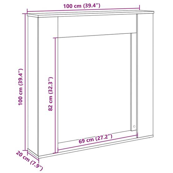 Manteau de Cheminée Effet Bois pour Salon Décoratif avec Étagère 100x20x100 cm Chêne Fumé - ComfortXL Outdoor Living - Image 9