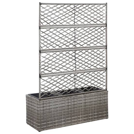 Lit surélevé De Jardin - Jardinière - Bac à Fleurs en treillis 3 pots 83x30x130cm Résine tressée Gris MC134 - Image 3