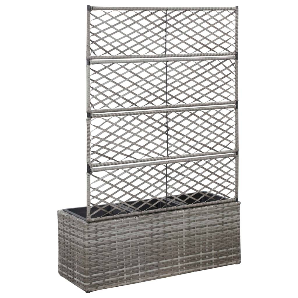 Lit surélevé De Jardin - Jardinière - Bac à Fleurs en treillis 3 pots 83x30x130cm Résine tressée Gris MC134 - Image 3