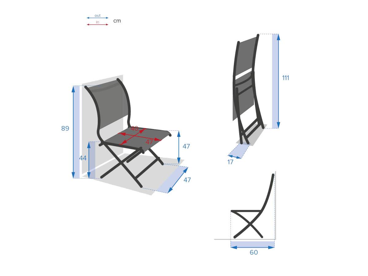 Hesperide - Lot de 4 chaises de jardin en aluminium pliables Anthracite Axant - Hespéride - Image 5