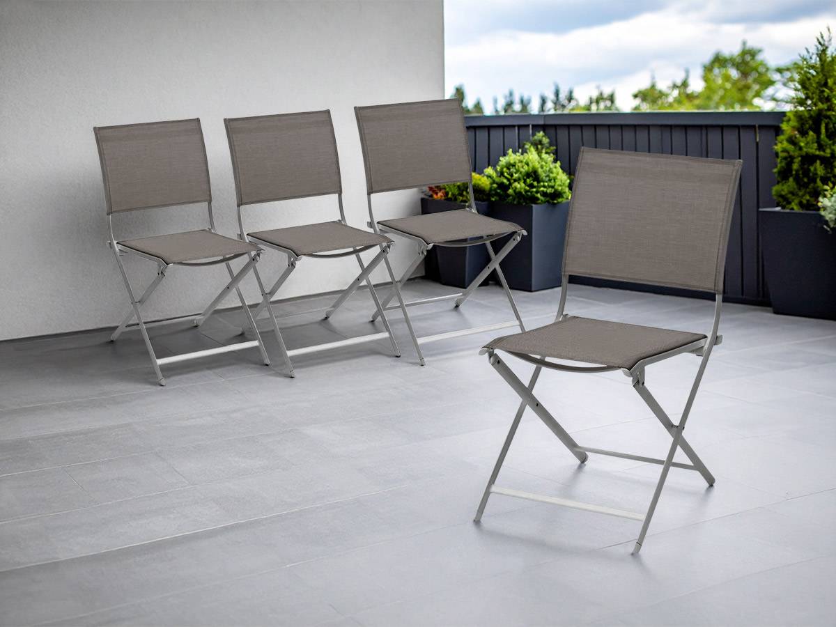 Hesperide - Lot de 4 chaises de jardin en aluminium pliables Anthracite Axant - Hespéride - Image 2