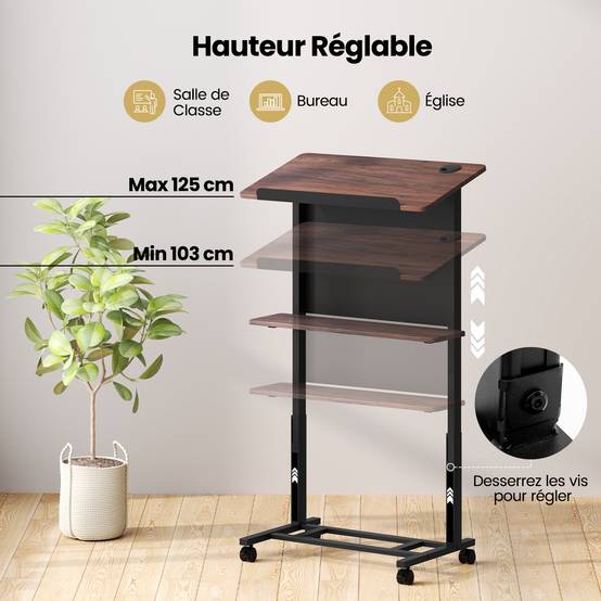 Tangkula Podium mobile pour ordinateur portable, bureau assis-debout Tangkula Podium mobile pour ordinateur portable, bureau assis-debout