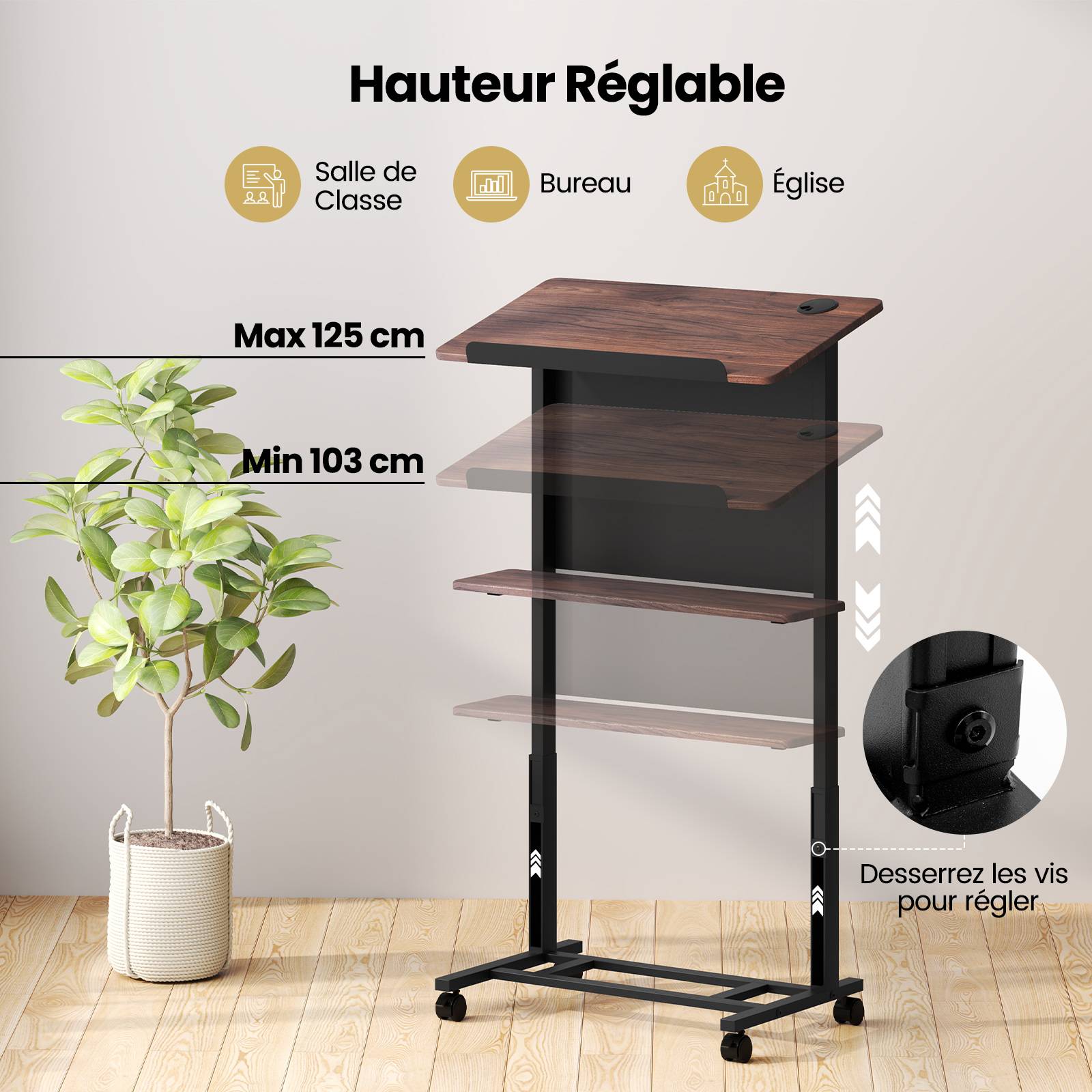 Tangkula Podium mobile pour ordinateur portable, bureau assis-debout