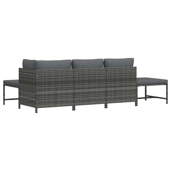 Salon de jardin 5 pcs | Mobilier d'extérieur avec coussins Gris Résine tressée Maison Chic - Image 7