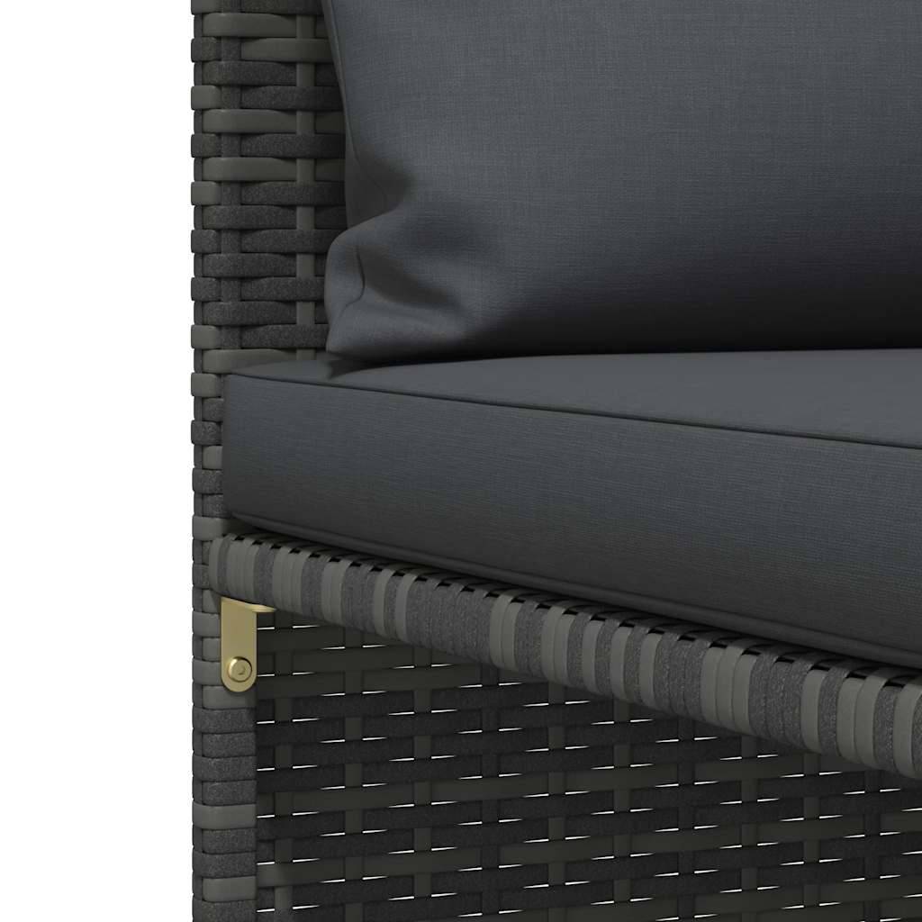 Salon de jardin 5 pcs | Mobilier d'extérieur avec coussins Gris Résine tressée Maison Chic - Image 8