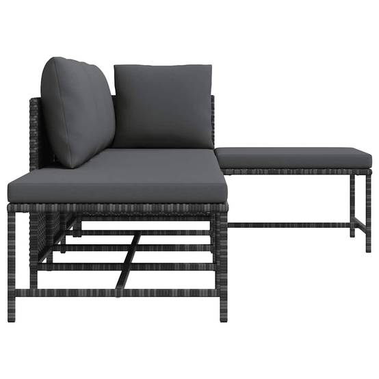 Salon de jardin 5 pcs | Mobilier d'extérieur avec coussins Gris Résine tressée Maison Chic - Image 6