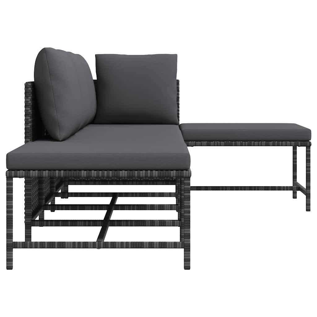 Salon de jardin 5 pcs | Mobilier d'extérieur avec coussins Gris Résine tressée Maison Chic - Image 6