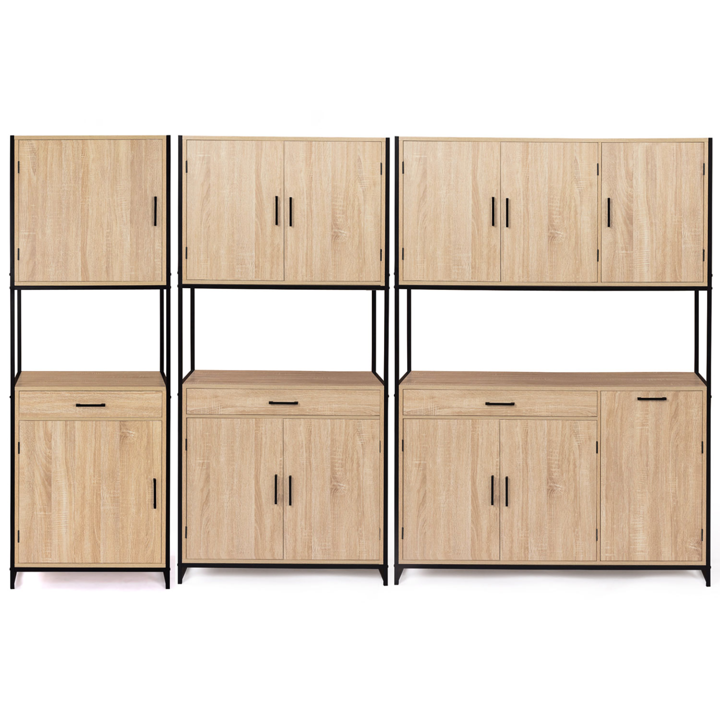 Buffet de cuisine 120 CM DETROIT meuble 6 portes design industriel + tiroir - Image 8