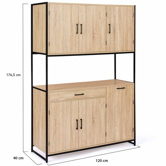 Buffet de cuisine 120 CM DETROIT meuble 6 portes design industriel + tiroir - Image 5