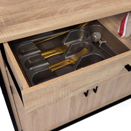 Buffet de cuisine 120 CM DETROIT meuble 6 portes design industriel + tiroir - Image 6