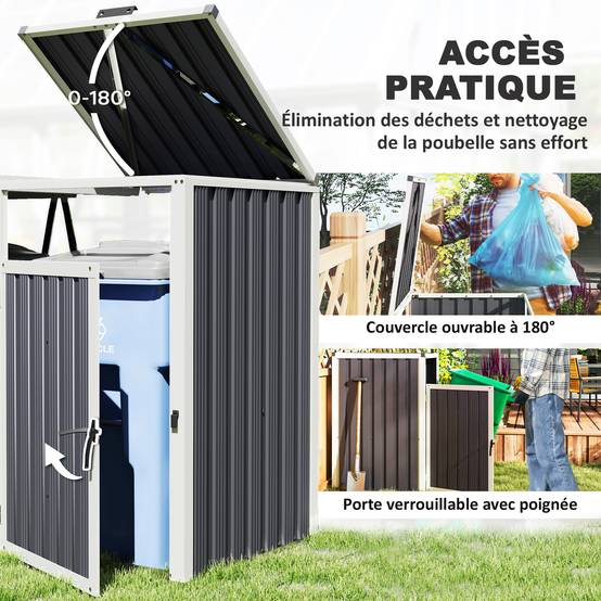 ComfortXL - Cache-poubelles double acier galvanisé pour deux bacs 240L extérieur aéré verrouillable - ComfortXL Outdoor Living - Image 7