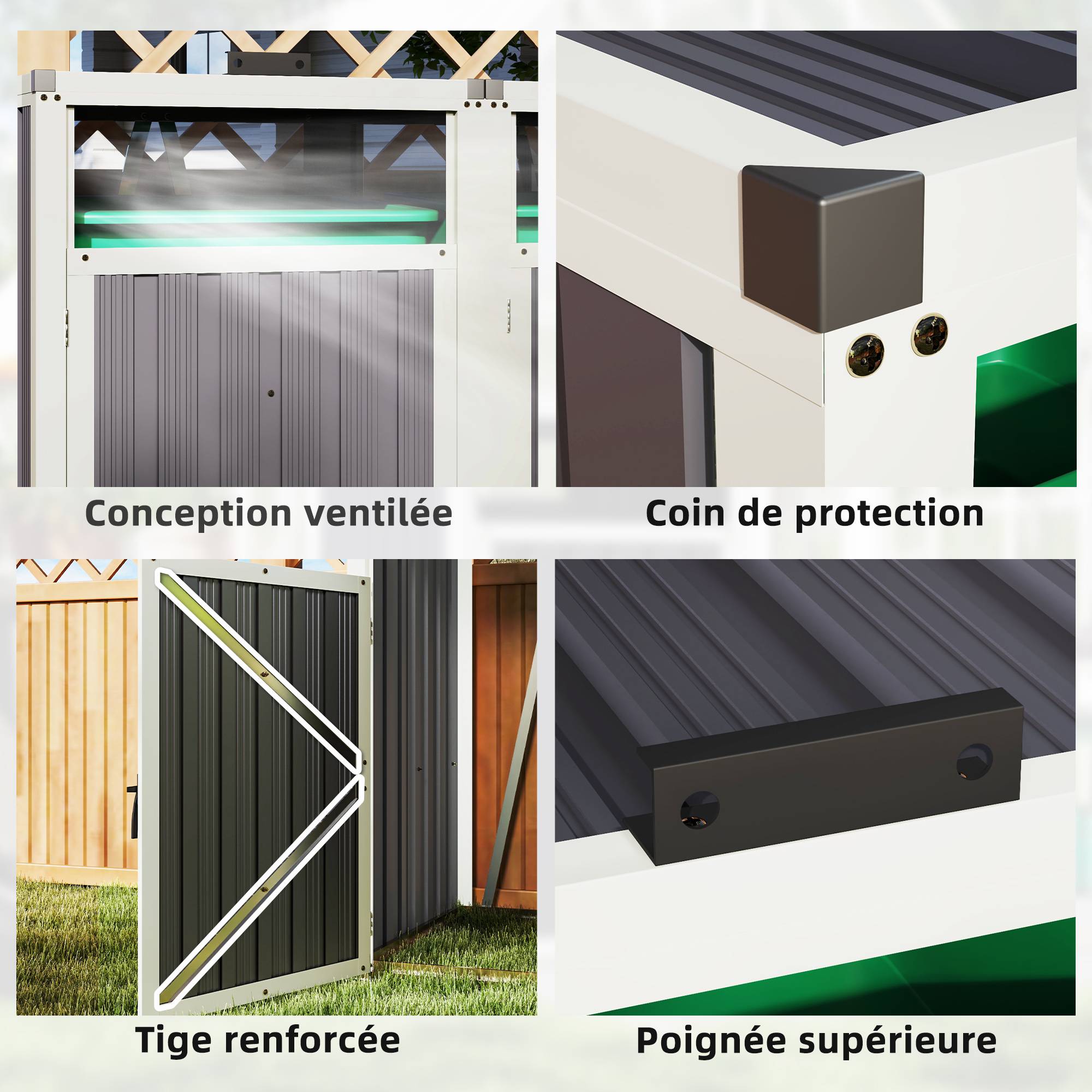 ComfortXL - Cache-poubelles double acier galvanisé pour deux bacs 240L extérieur aéré verrouillable - ComfortXL Outdoor Living - Image 9
