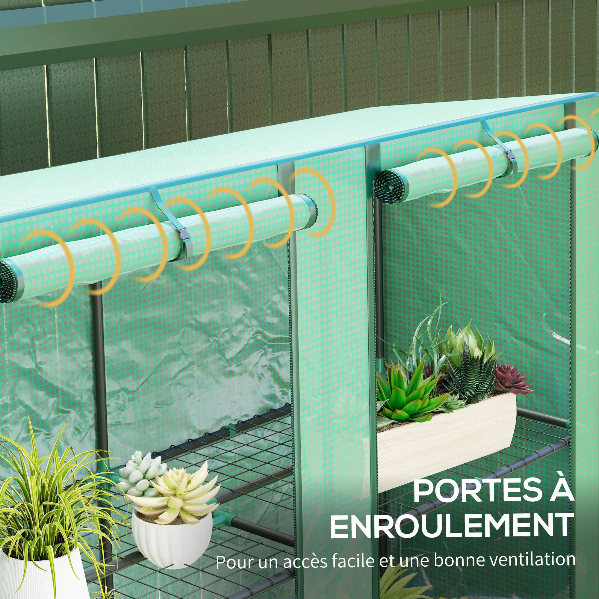 Serre De Balcon Mondo Verde Optima 140 X 70 X H 195 Cm - 8 Étagères Idéale Pour Cultiver Plantes, Fleurs, Légumes Et Fruits