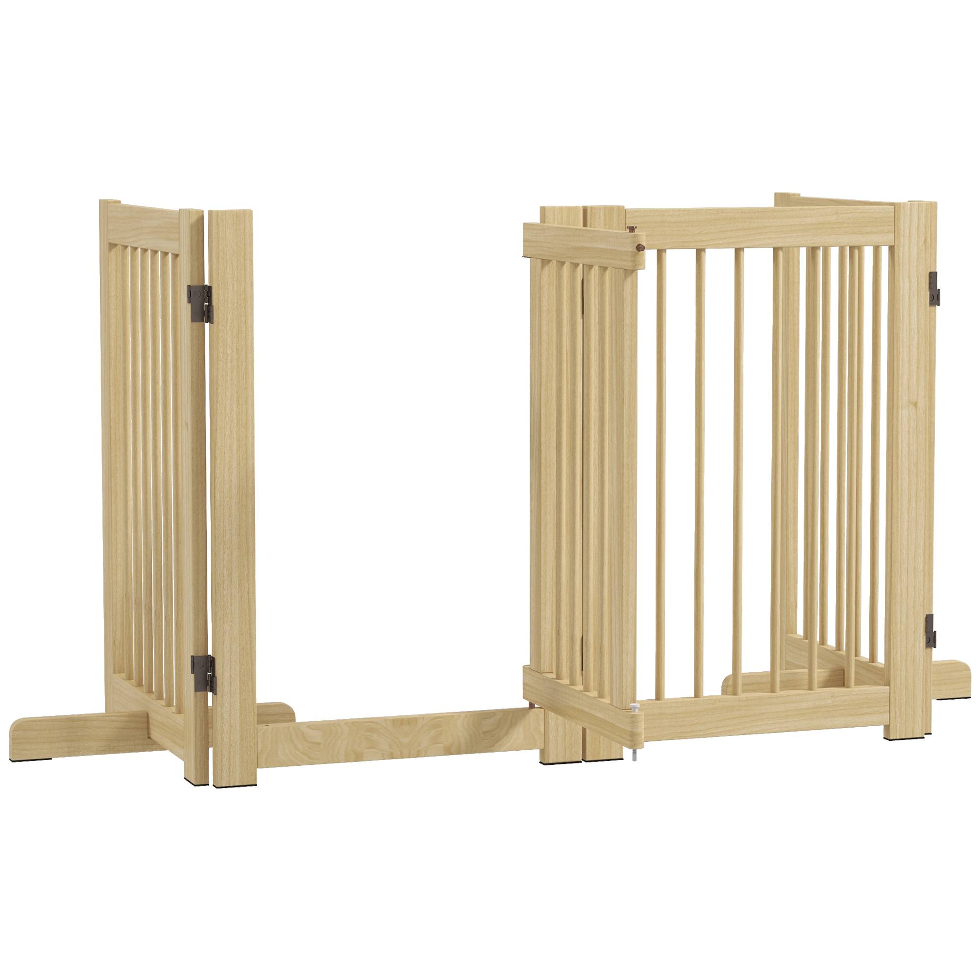 Sans Marque - Barrière pour chien autonome, 4 panneaux flexibles, pin, 204Lx36Bx75H cm, bois naturel - Image 2