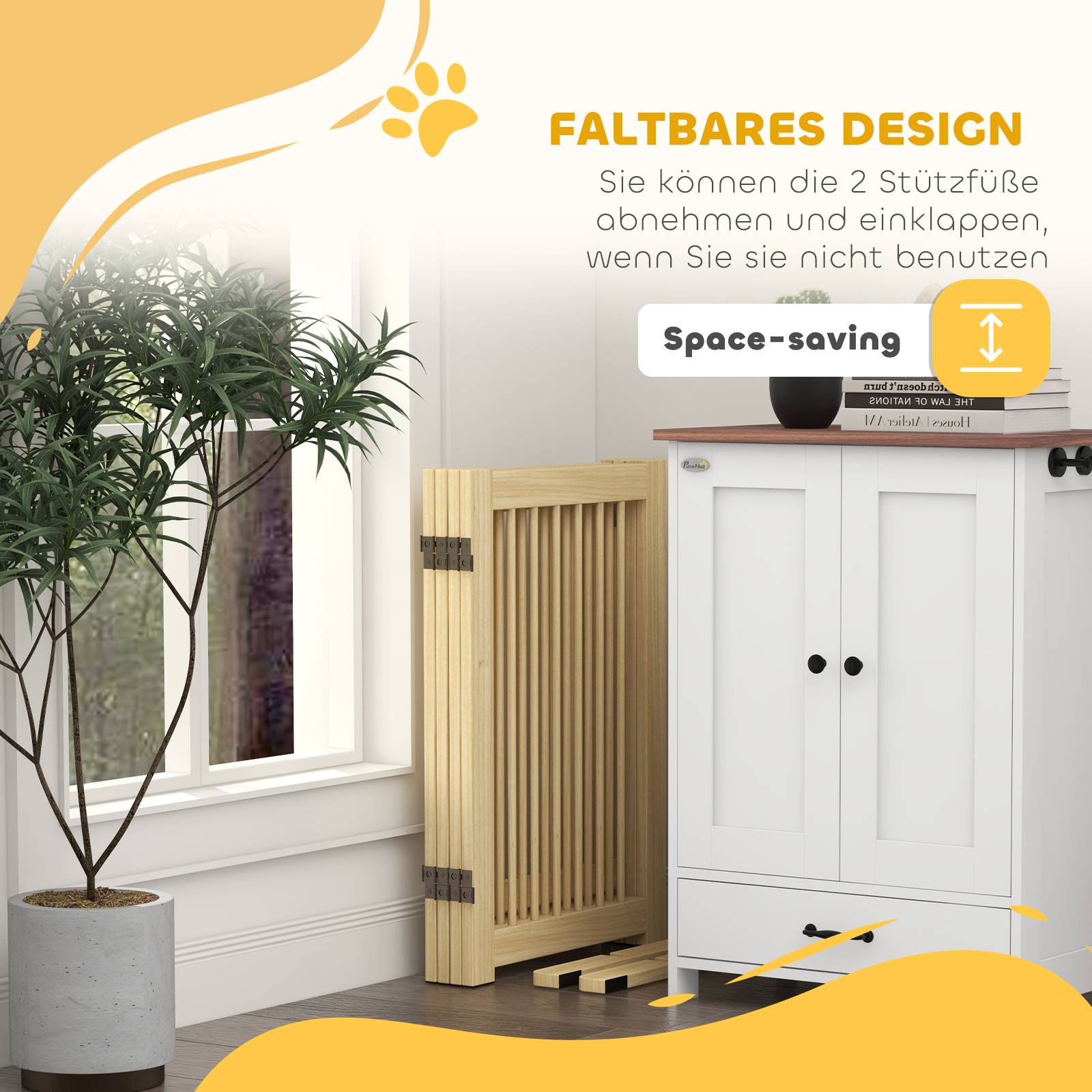 Sans Marque - Barrière pour chien autonome, 4 panneaux flexibles, pin, 204Lx36Bx75H cm, bois naturel - Image 6