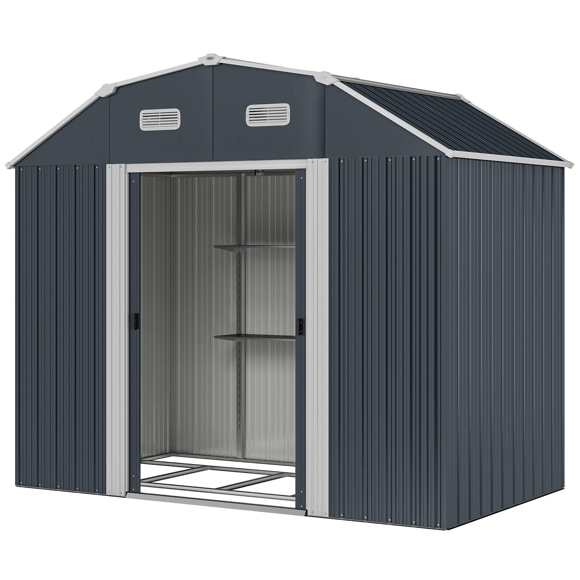 ComfortXL - Abri de jardin acier galvanisé 238 x 132 cm gris foncé double porte ventilée - ComfortXL Outdoor Living - Image 2