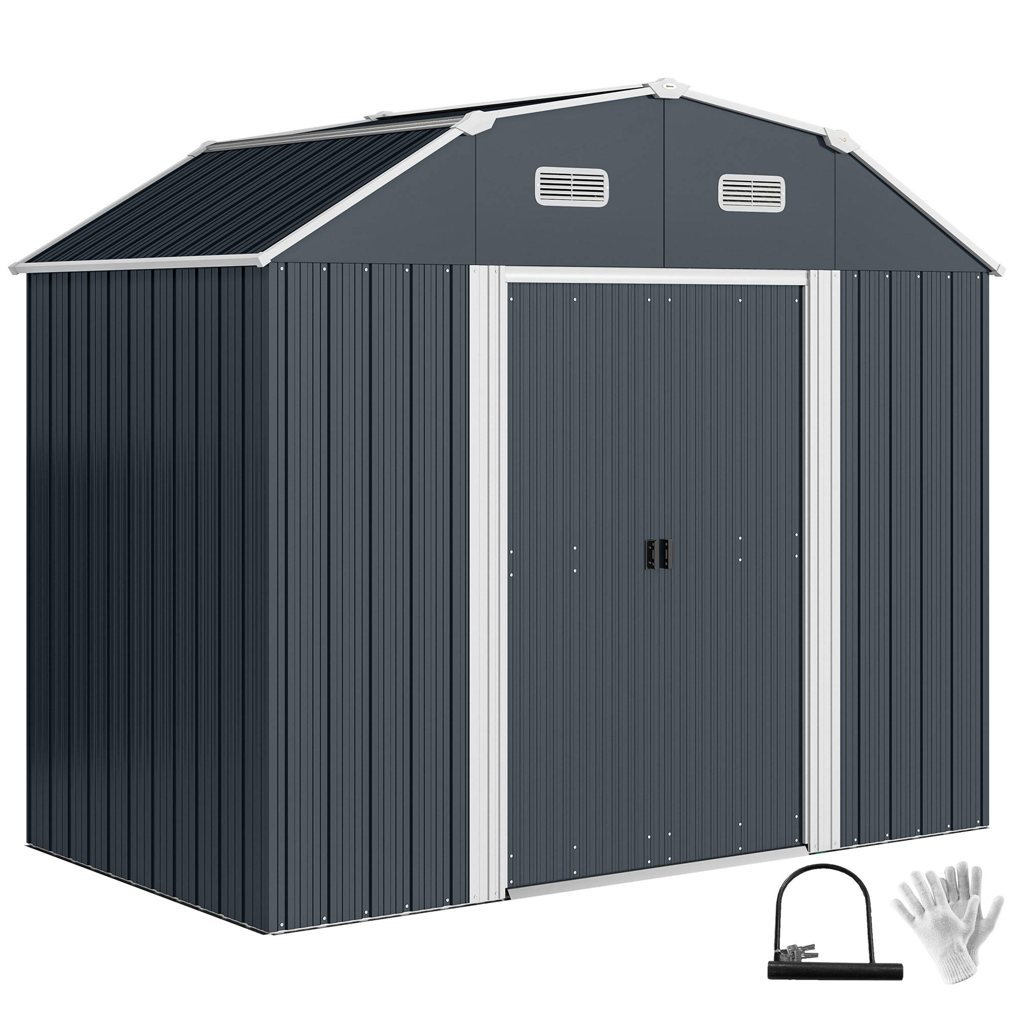 ComfortXL - Abri de jardin acier galvanisé 238 x 132 cm gris foncé double porte ventilée - ComfortXL Outdoor Living - Image 1