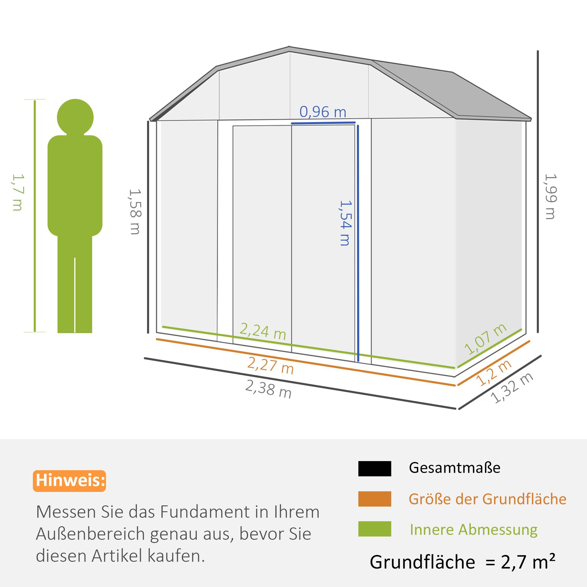 ComfortXL - Abri de jardin acier galvanisé 238 x 132 cm gris foncé double porte ventilée - ComfortXL Outdoor Living - Image 5