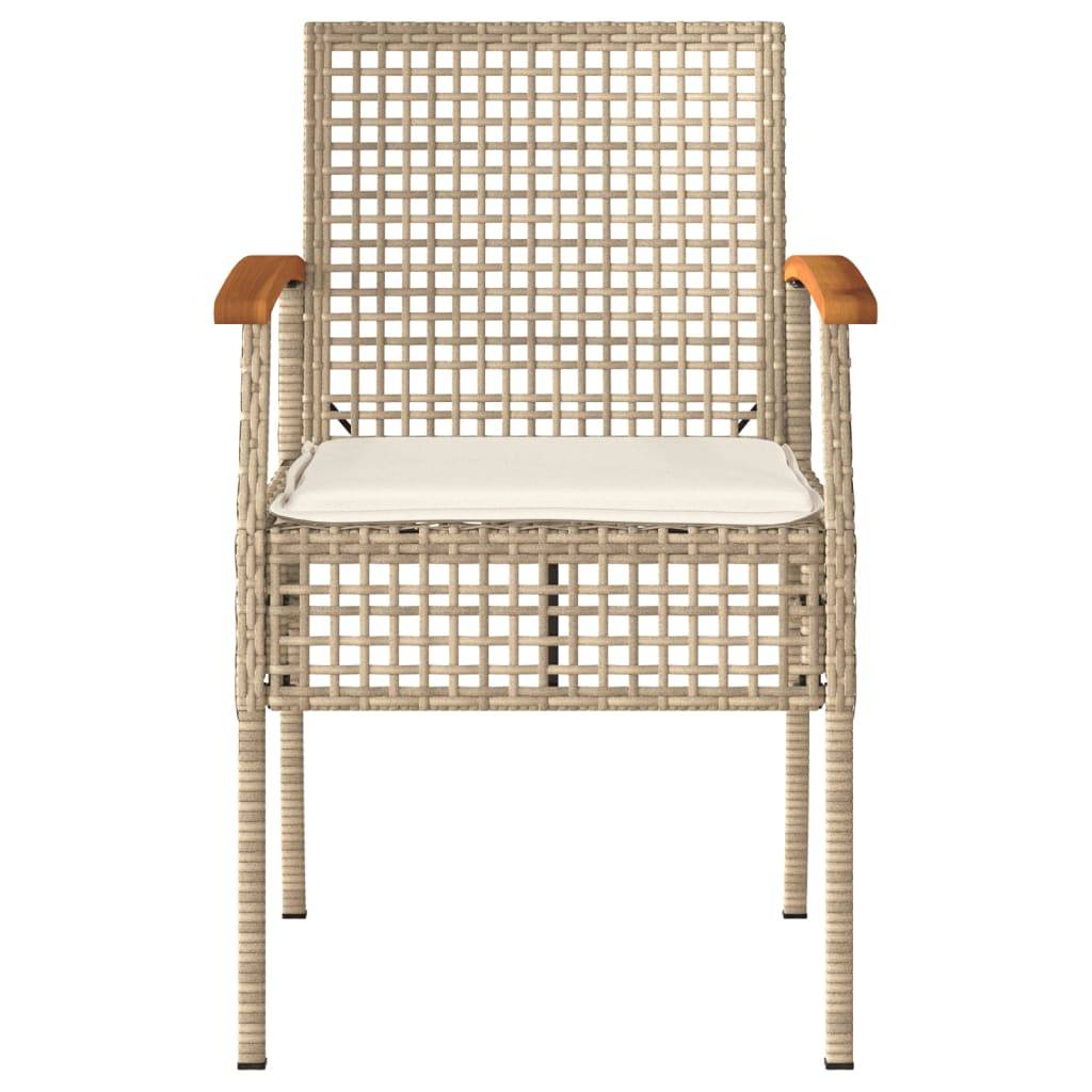 Lot de 4 Fauteuils de Jardin Résine Tressée et Bois d'Acacia avec Coussins Déhoussables Beige – ComfortXL Outdoor Living - Image 4